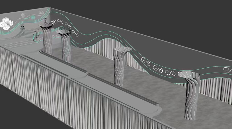 四川達州宏帆巴人廣場GRG麻花柱子造型項目