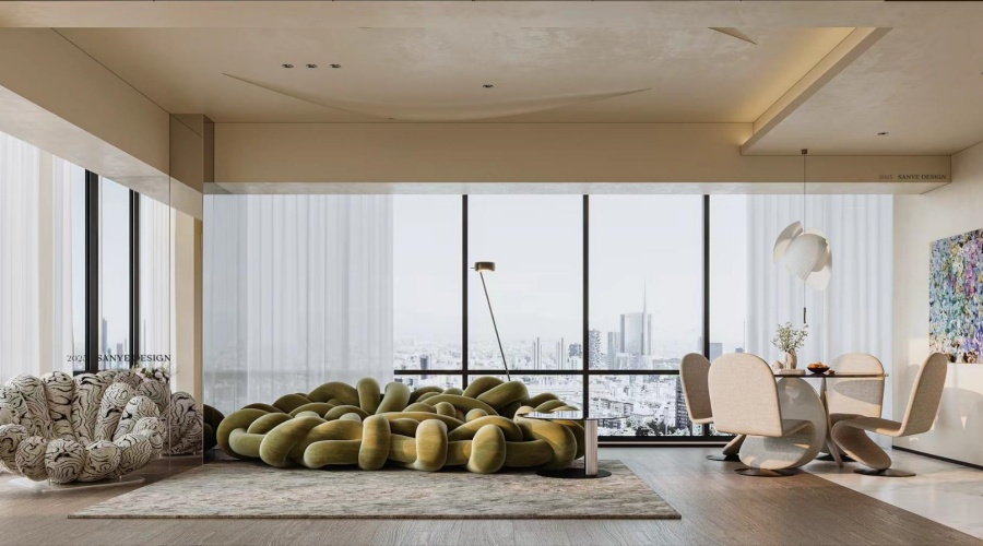 成都客廳GRG吊頂造型全案落地